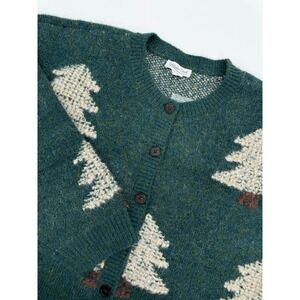 Coldwater Creek Sweater Womens 3X Green Christmas Tree Holiday Cardigan NEW